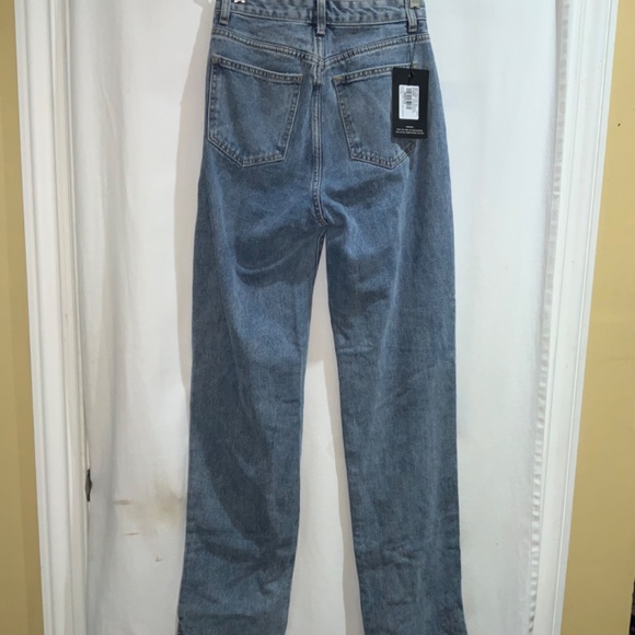 PrettyLittleThing Tall mid wash split hem jeans Sz 6 high waist New - Picture 7 of 13